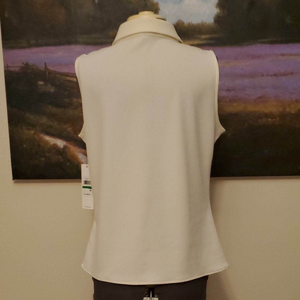 NWT Calvin Klein Cream Twist Front Blouse - Picture 3 of 5